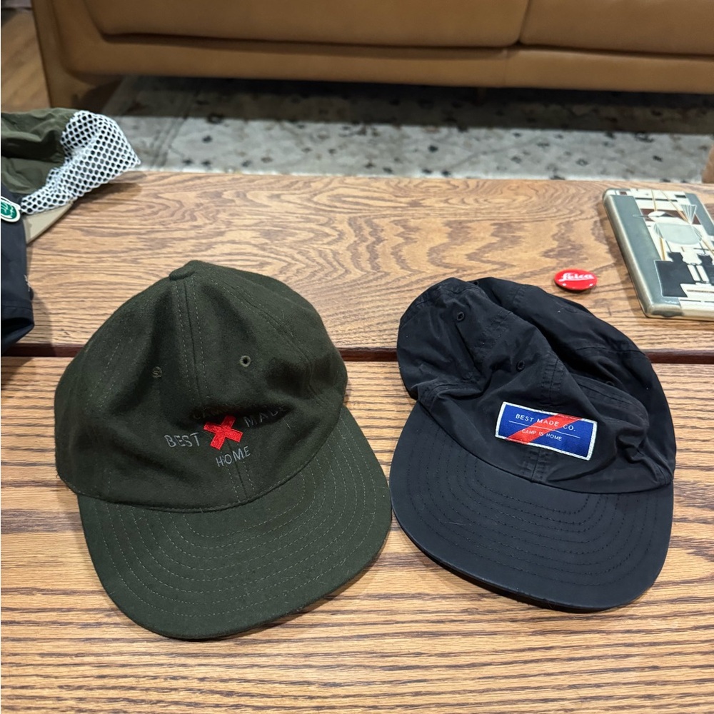 Best Made Co Men's Black nylon and Green wool Caps